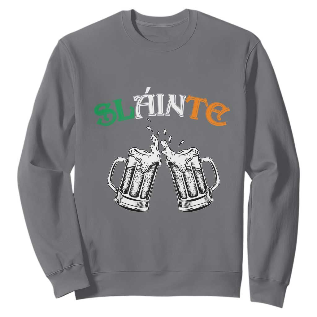 Funny St. Patricks Day Drinking Sweatshirt Slainte Irish Cheers TS02 Charcoal Printyourwear