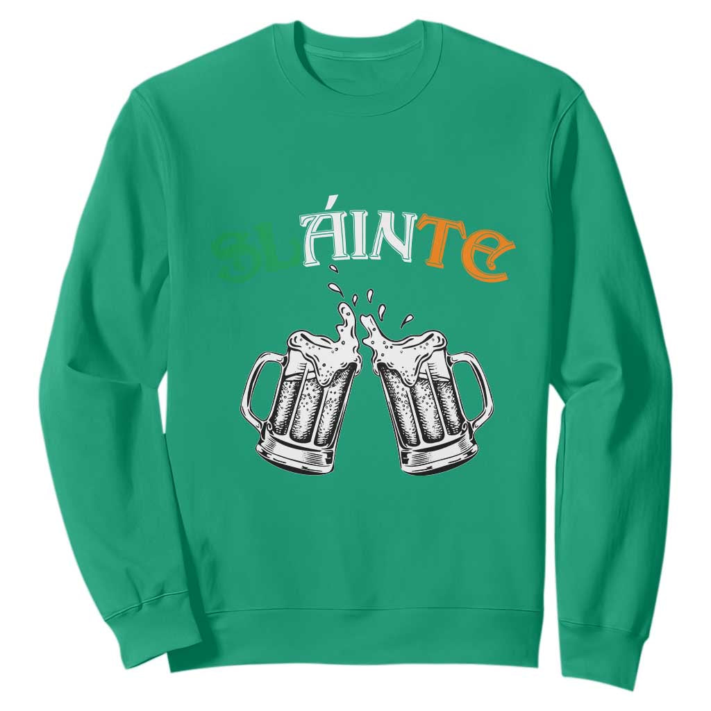 Funny St. Patricks Day Drinking Sweatshirt Slainte Irish Cheers TS02 Irish Green Printyourwear