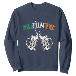 Funny St. Patricks Day Drinking Sweatshirt Slainte Irish Cheers TS02 Navy Printyourwear
