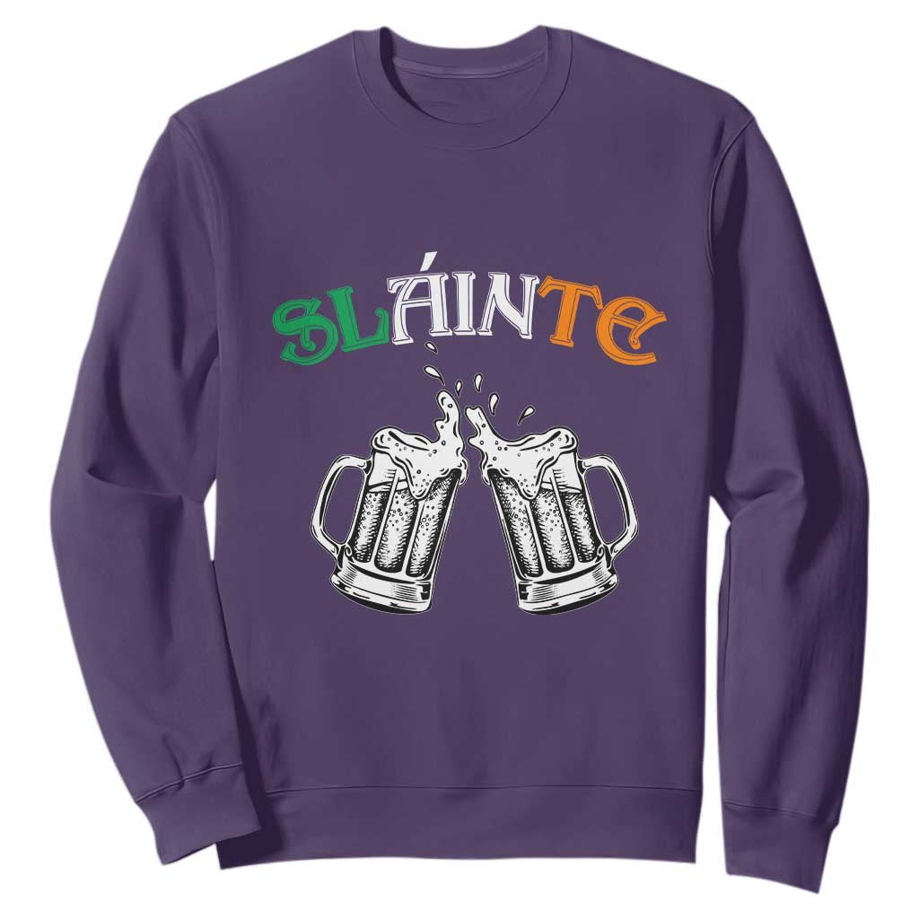 Funny St. Patricks Day Drinking Sweatshirt Slainte Irish Cheers TS02 Purple Printyourwear