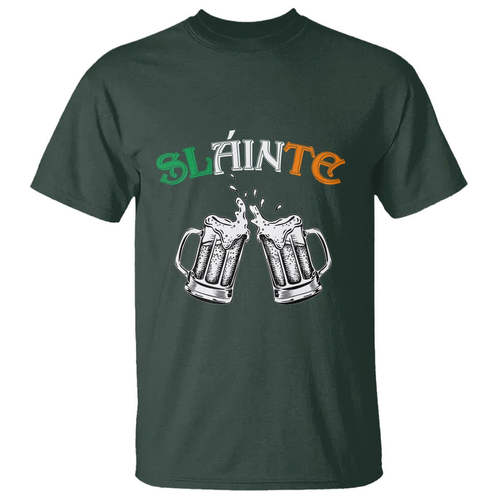 Funny St. Patricks Day Drinking T Shirt Slainte Irish Cheers TS02 Dark Forest Green Printyourwear