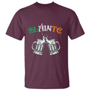 Funny St. Patricks Day Drinking T Shirt Slainte Irish Cheers TS02 Maroon Printyourwear