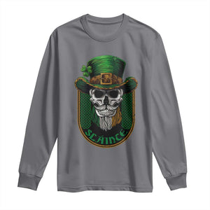 Irish Skull Long Sleeve Shirt Slainte Cheers Funny St. Patricks Day Drinking Lover TS02 Charcoal Print Your Wear