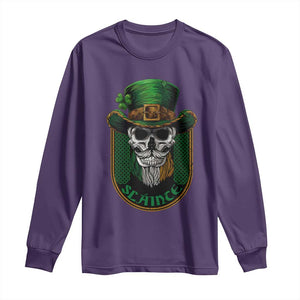 Irish Skull Long Sleeve Shirt Slainte Cheers Funny St. Patricks Day Drinking Lover TS02 Purple Print Your Wear