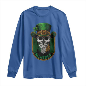 Irish Skull Long Sleeve Shirt Slainte Cheers Funny St. Patricks Day Drinking Lover TS02 Royal Blue Print Your Wear