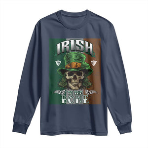 Irish Skull Long Sleeve Shirt Irish To The Born TS02 Navy Print Your Wear