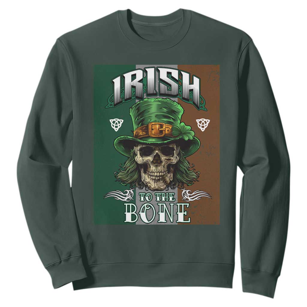 Irish Skull Sweatshirt Irish To The Born TS02 Dark Forest Green Printyourwear