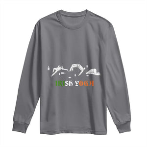 Funny St Patricks Day Drinking Long Sleeve Shirt Irish Yoga Drunk Poses TS02 Charcoal Print Your Wear