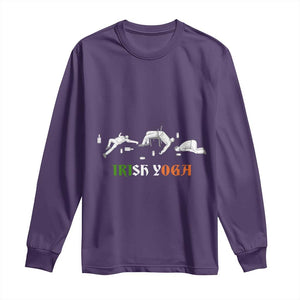 Funny St Patricks Day Drinking Long Sleeve Shirt Irish Yoga Drunk Poses TS02 Purple Print Your Wear