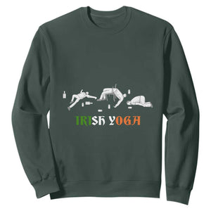 Funny St. Patricks Day Drinking Sweatshirt Irish Yoga Drunk Poses TS02 Dark Forest Green Printyourwear