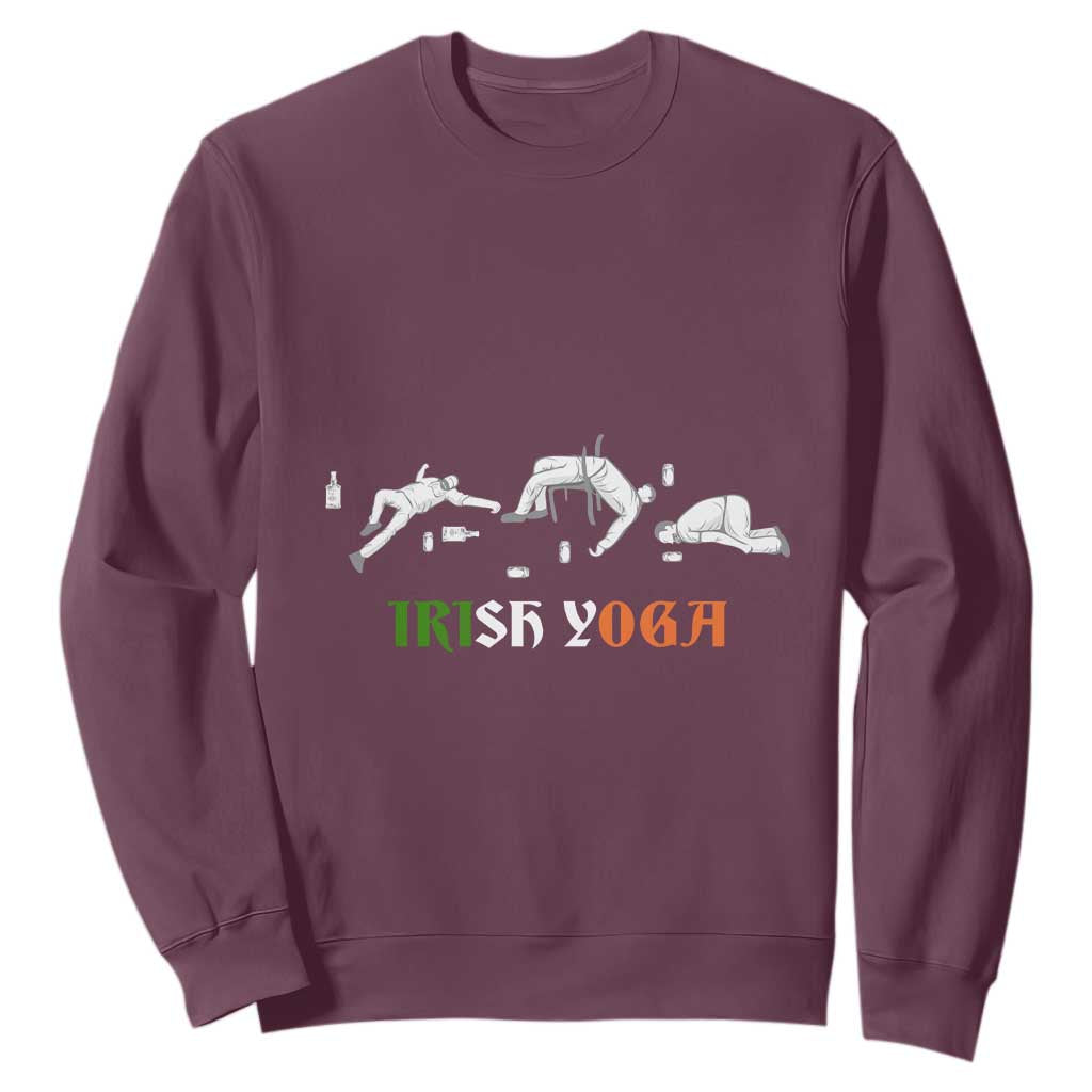 Funny St. Patricks Day Drinking Sweatshirt Irish Yoga Drunk Poses TS02 Maroon Printyourwear