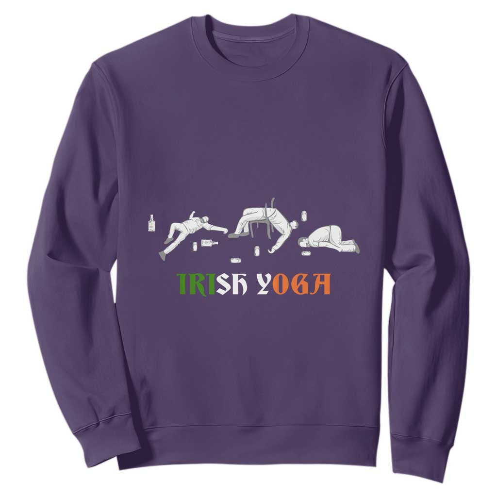Funny St. Patricks Day Drinking Sweatshirt Irish Yoga Drunk Poses TS02 Purple Printyourwear