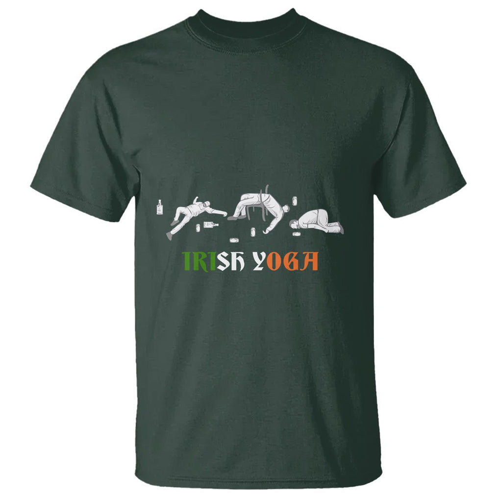 Funny St. Patricks Day Drinking T Shirt Irish Yoga Drunk Poses TS02 Dark Forest Green Printyourwear