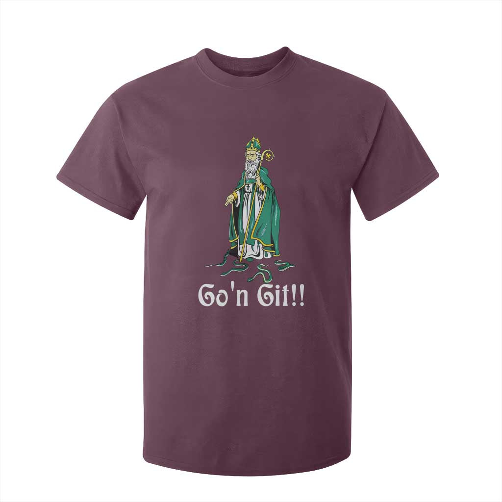 Funny St Patricks Day T Shirt For Kid Go'n Git Snakes TS02 Maroon Print Your Wear