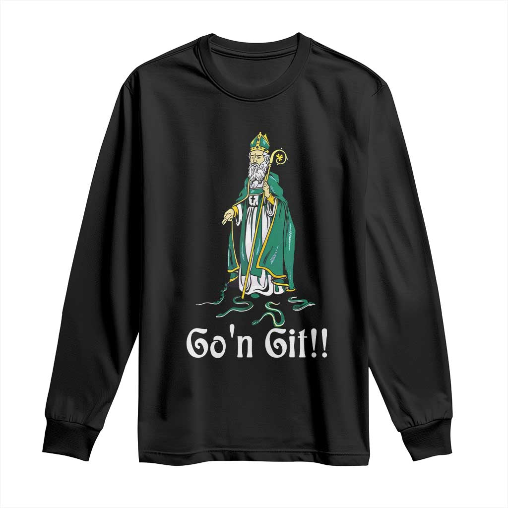 Funny St Patricks Day Long Sleeve Shirt Go'n Git Snakes TS02 Black Print Your Wear