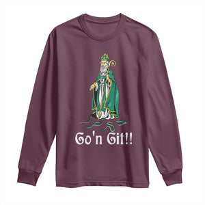 Funny St Patricks Day Long Sleeve Shirt Go'n Git Snakes TS02 Maroon Print Your Wear