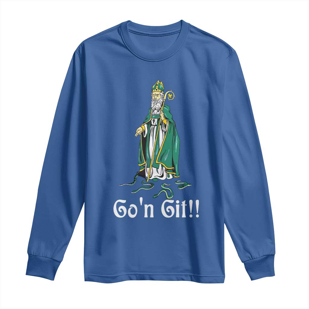 Funny St Patricks Day Long Sleeve Shirt Go'n Git Snakes TS02 Royal Blue Print Your Wear