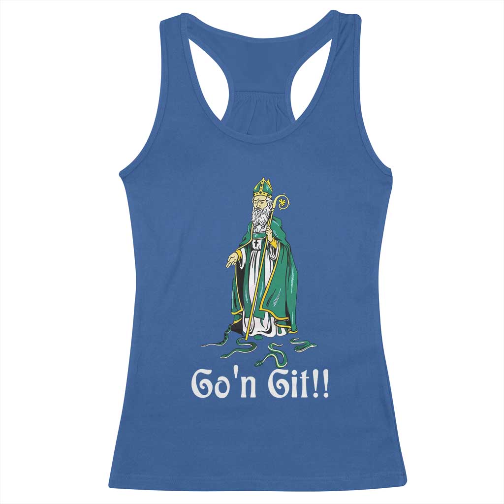 Funny St Patricks Day Racerback Tank Top Go'n Git Snakes TS02 Royal Blue Print Your Wear