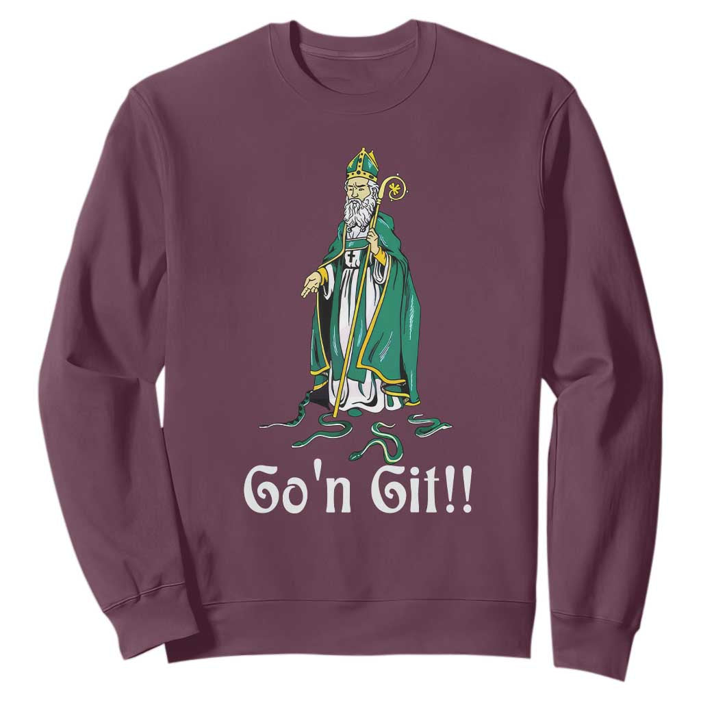 Funny St. Patricks Day Sweatshirt Go'n Git Snakes TS02 Maroon Printyourwear