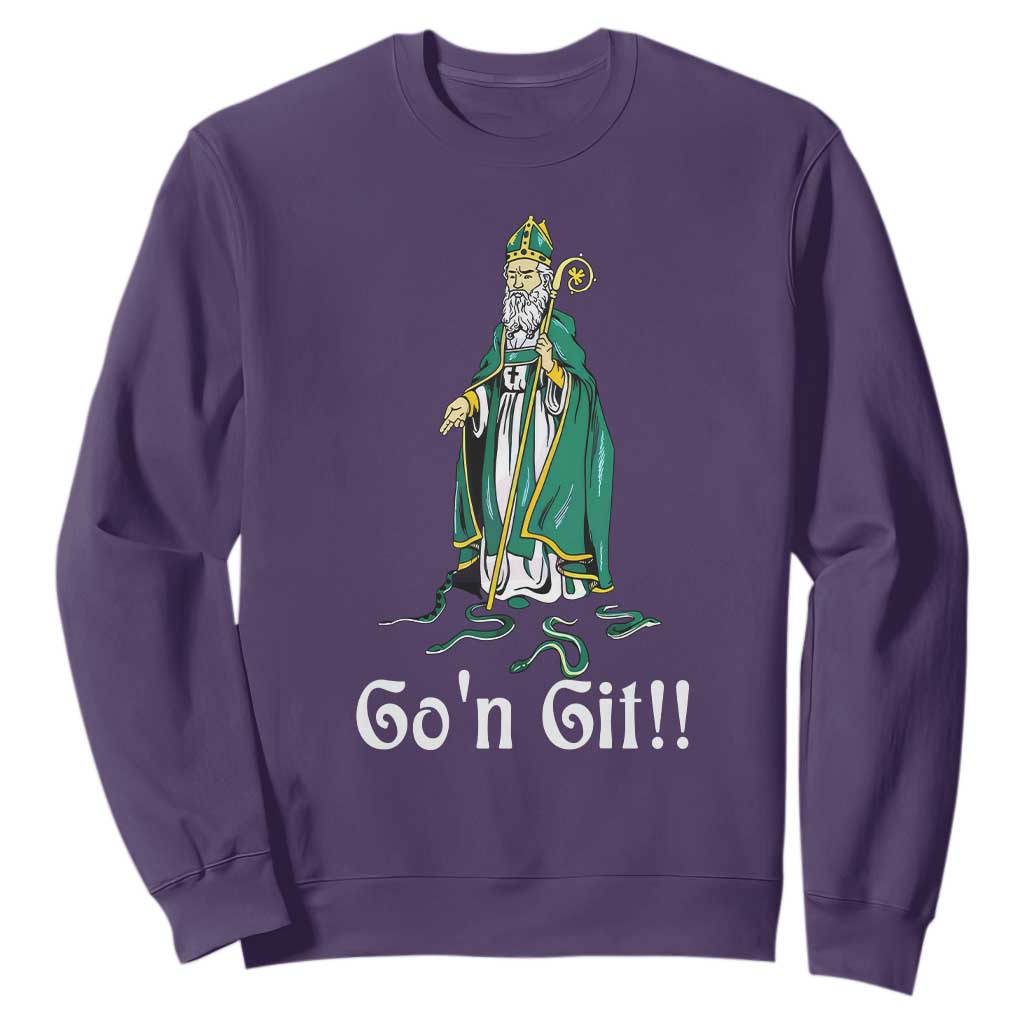 Funny St. Patricks Day Sweatshirt Go'n Git Snakes TS02 Purple Printyourwear