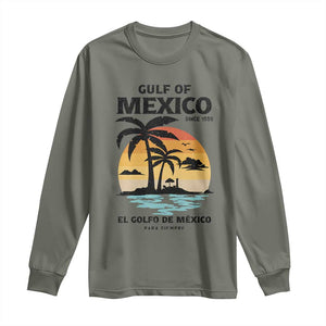 Gulf of Mexico Forever Since 1550 Long Sleeve Shirt Golfo De Mexico Para Siempre Retro Beach TS02 Military Green Print Your Wear