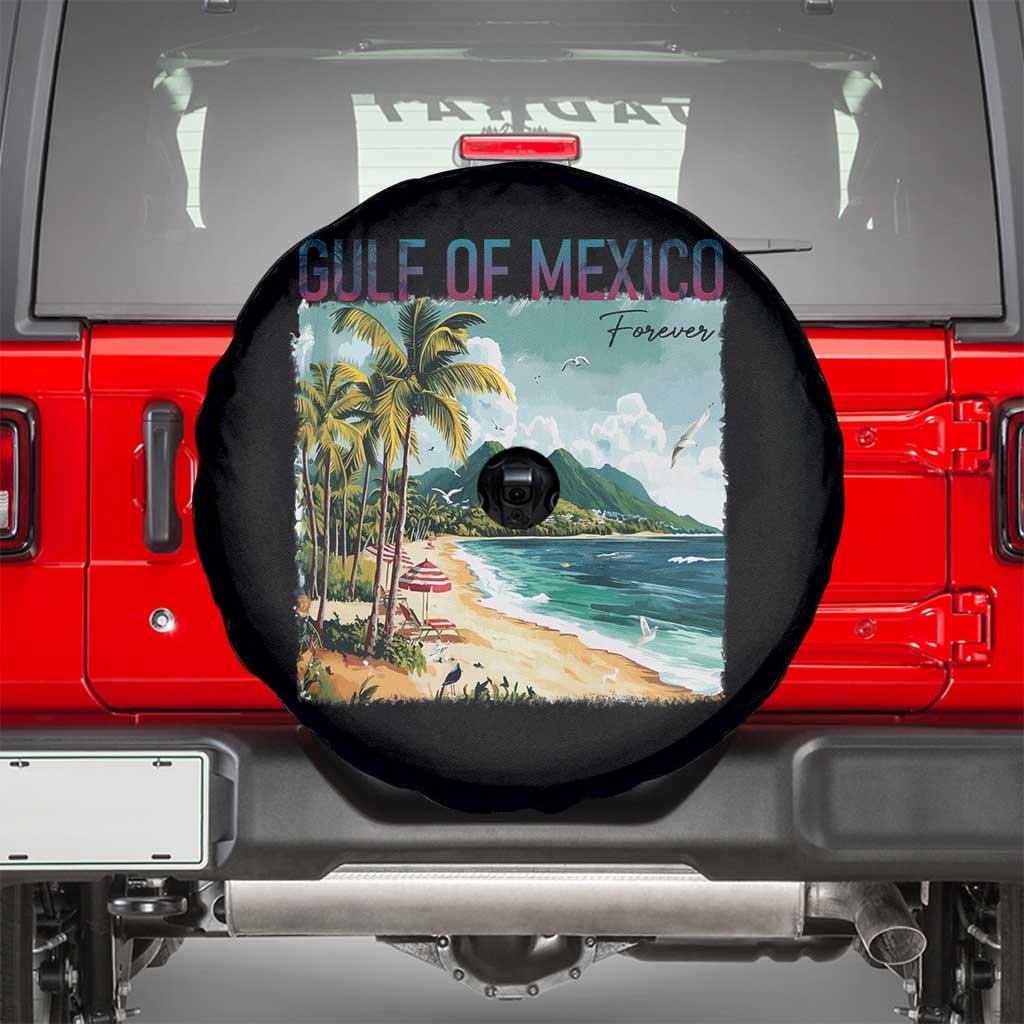 Gulf of Mexico Forever Spare Tire Cover Retro Beach TS02 Black Print Your Wear