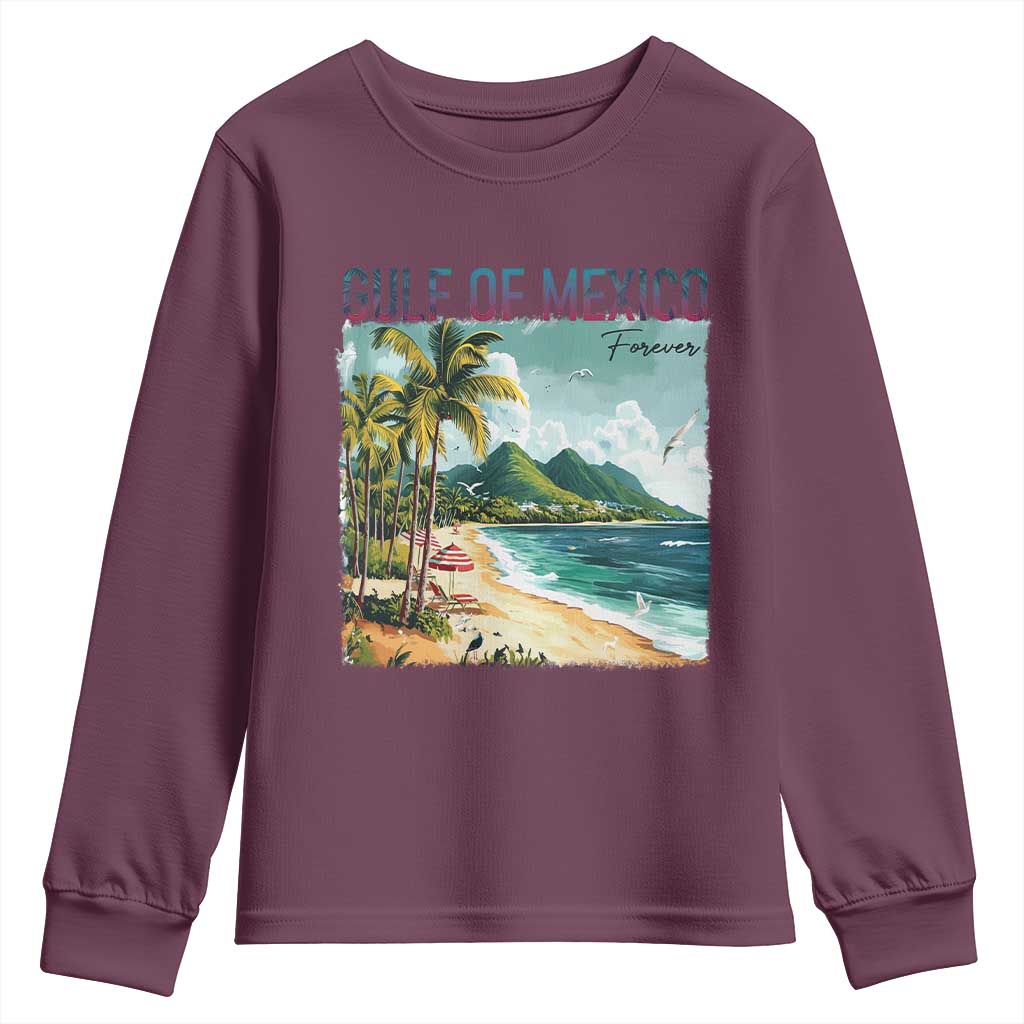 Gulf of Mexico Forever Youth Sweatshirt Retro Beach TS02 Maroon Print Your Wear