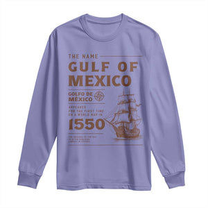 Gulf of Mexico Name Origin 1550 Long Sleeve Shirt Sailing Ship Retro Vintage TS02 Violet Print Your Wear