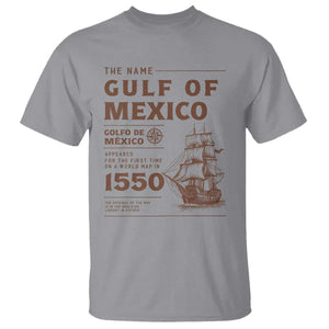 Gulf of Mexico Name Origin 1550 T Shirt Sailing Ship Retro Vintage TS02 Sport Gray Print Your Wear