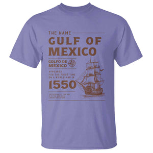 Gulf of Mexico Name Origin 1550 T Shirt Sailing Ship Retro Vintage TS02 Violet Print Your Wear