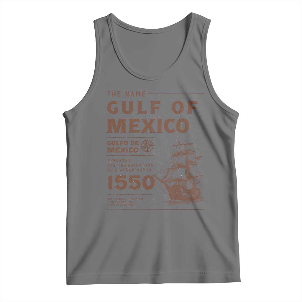 Gulf of Mexico Name Origin 1550 Tank Top Sailing Ship Retro Vintage TS02 Black Heather Print Your Wear