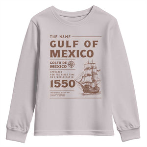 Gulf of Mexico Name Origin 1550 Youth Sweatshirt Sailing Ship Retro Vintage TS02 Ice Gray Print Your Wear