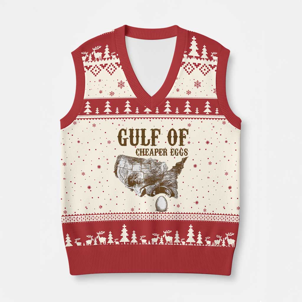 Gulf of Mexico Eggs V-Neck Knit Sweater Vest TS02 Beige Red Print Your Wear