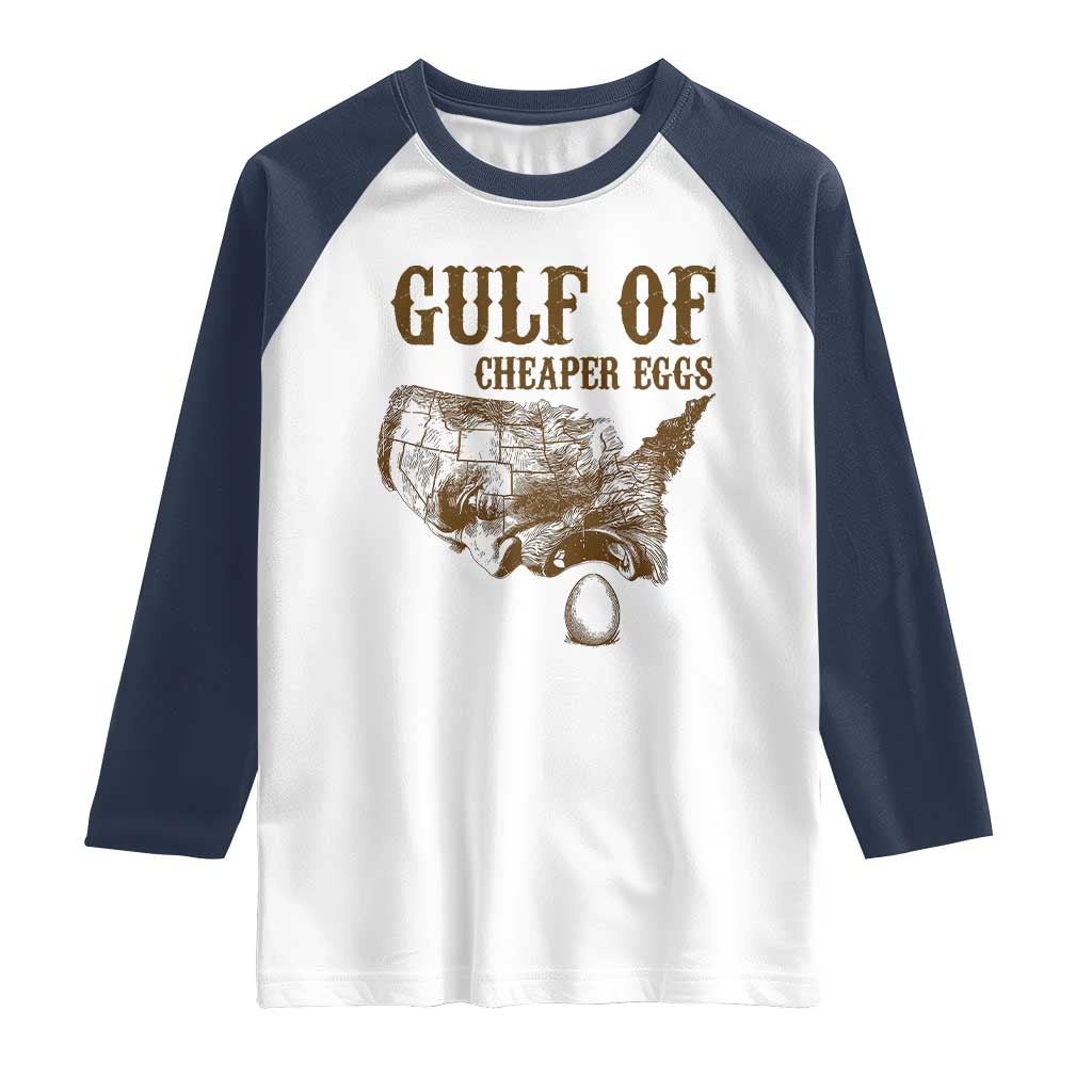 Gulf of Mexico Eggs Raglan Shirt TS02 White Navy Print Your Wear