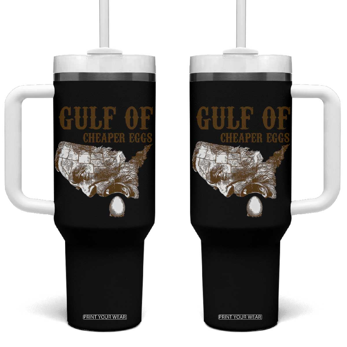 Gulf of Mexico Eggs Tumbler With Handle TS02 One Size: 40 oz White Print Your Wear