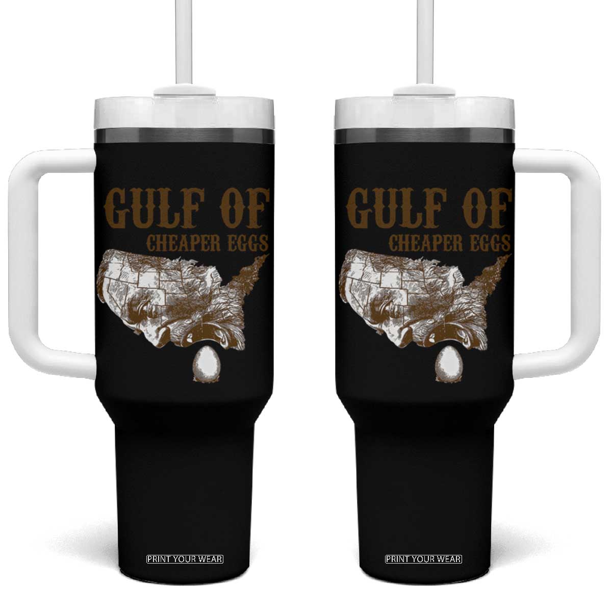 Gulf of Mexico Eggs Tumbler With Handle TS02 One Size: 40 oz White Print Your Wear