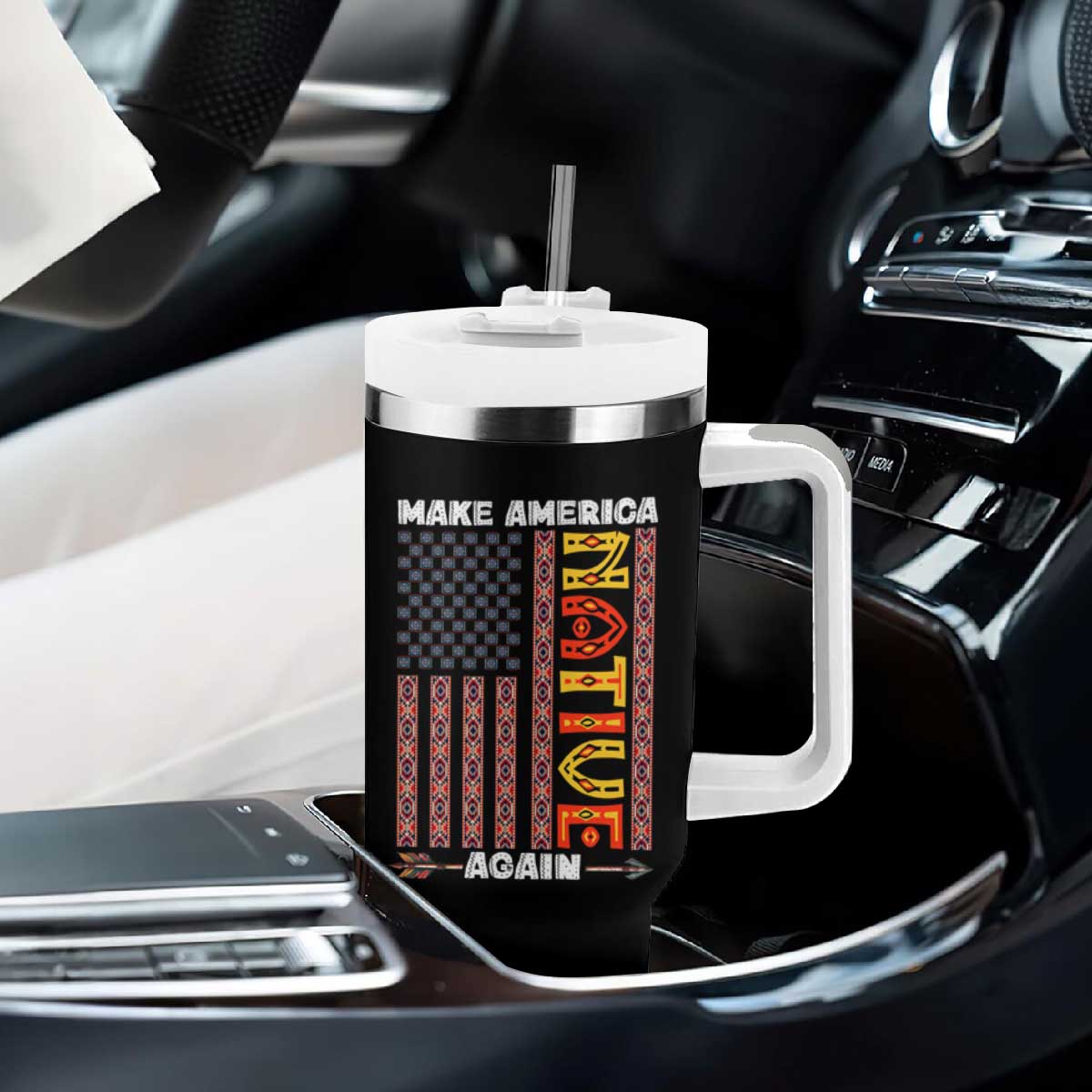 Make America Native Again Tumbler With Handle Indigenous Pride Cultural Heritage USA Flag TS02 Print Your Wear