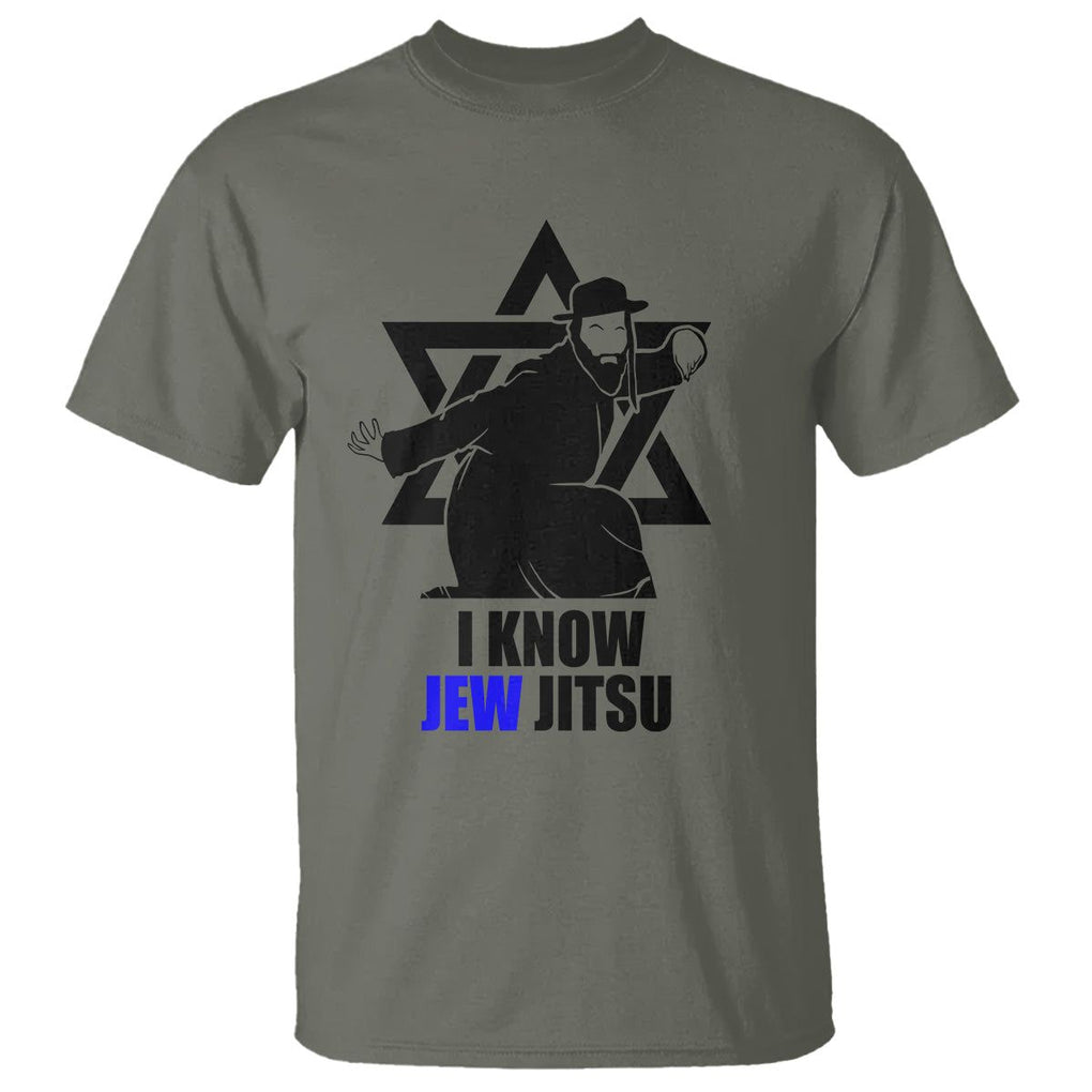 Funny Jiu Jitsu T Shirt I Know Jew Jitsu Jewish Martial Arts Pun Joke TS02 Military Green Printyourwear