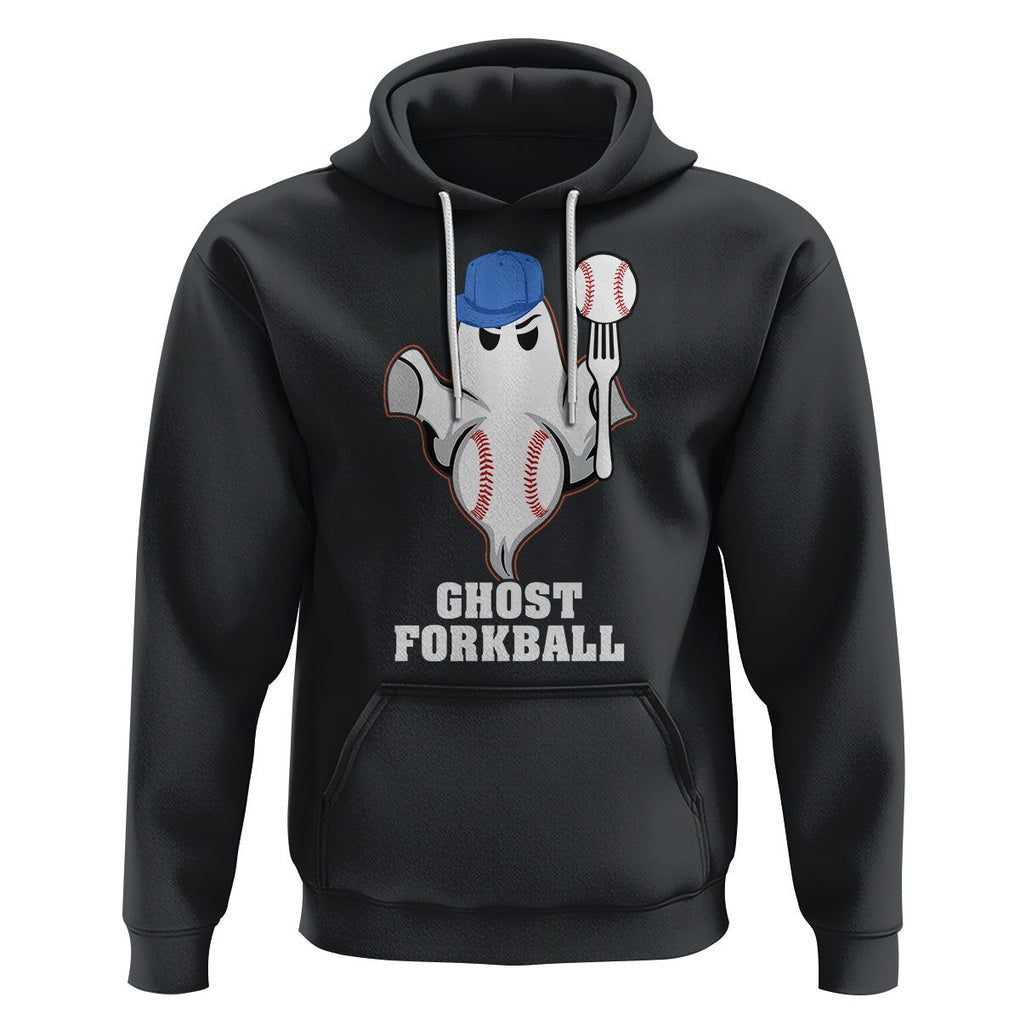 Funny Baseball Hoodie Ghost Forkball TS02 Black Printyourwear