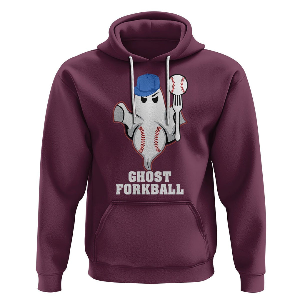 Funny Baseball Hoodie Ghost Forkball TS02 Maroon Printyourwear