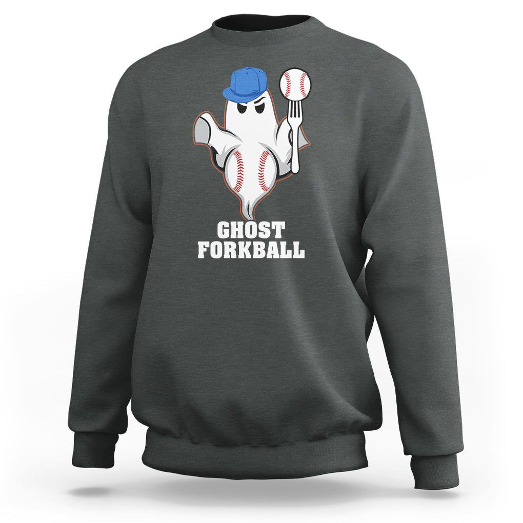 Funny Baseball Sweatshirt Ghost Forkball TS02 Dark Heather Printyourwear