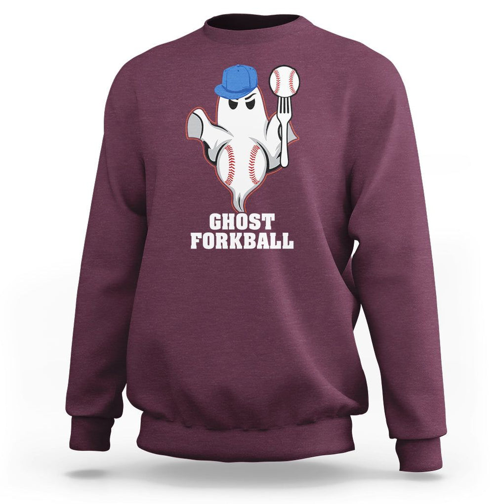 Funny Baseball Sweatshirt Ghost Forkball TS02 Maroon Printyourwear