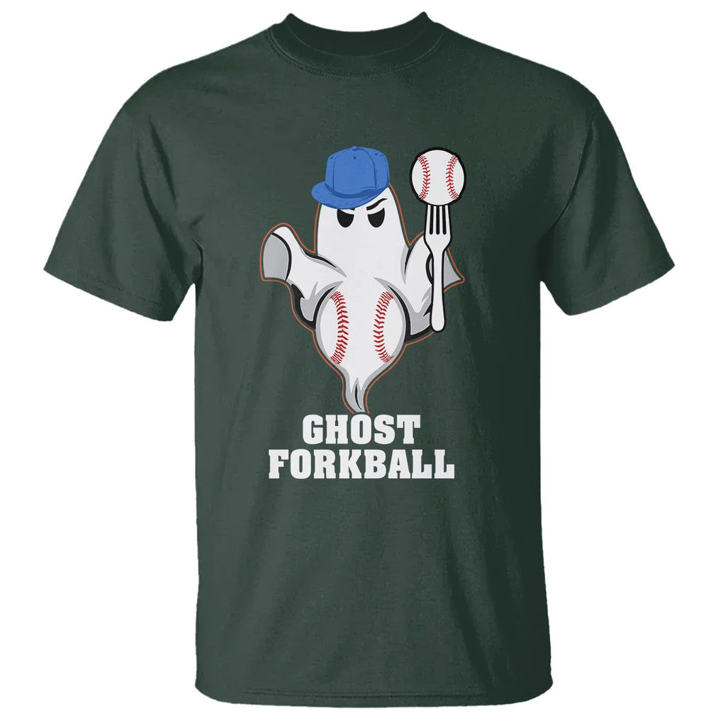 Funny Baseball T Shirt Ghost Forkball TS02 Dark Forest Green Printyourwear
