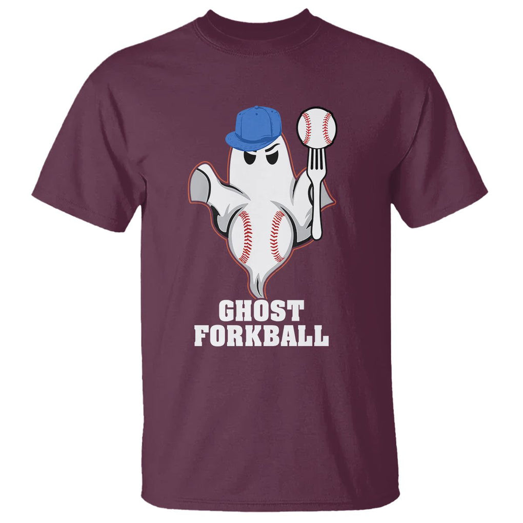 Funny Baseball T Shirt Ghost Forkball TS02 Maroon Printyourwear