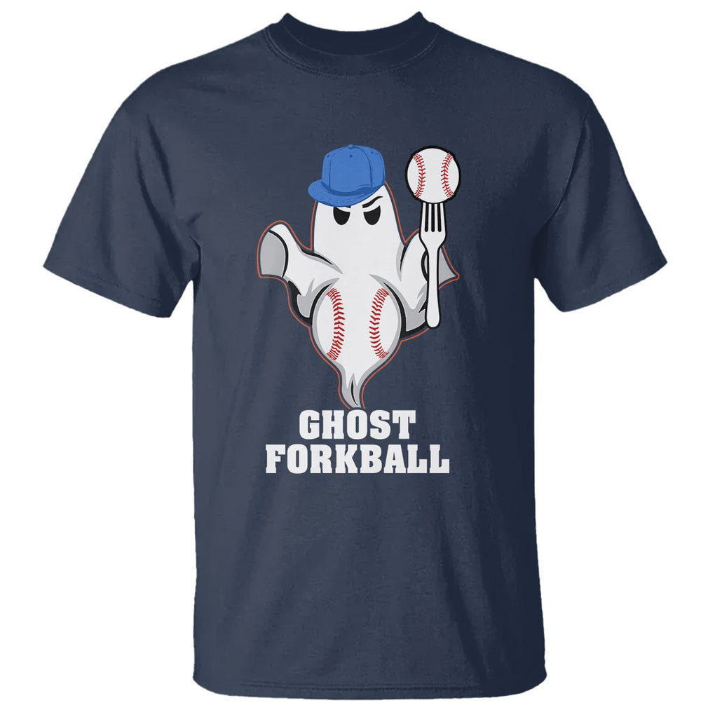 Funny Baseball T Shirt Ghost Forkball TS02 Navy Printyourwear