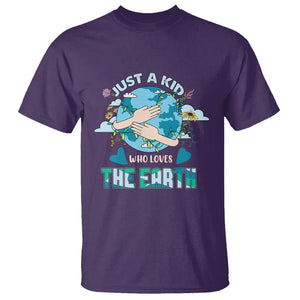 Earth Lover T Shirt Just A Kid Who Loves The Earth Happy Earth Day Save The Planet TS02 Purple Printyourwear