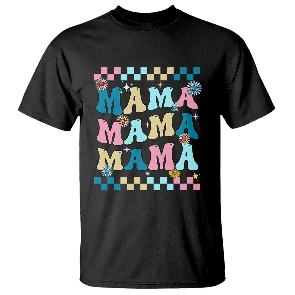 Retro Groovy Mama T Shirt Mother's Day Gifts for Mom TS02 Black Printyourwear