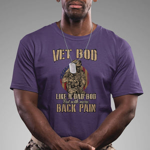 Veteran Dad T Shirt Vet Bod Like Dad Bod But With More Back Pain TS02 Purple Print Your Wear