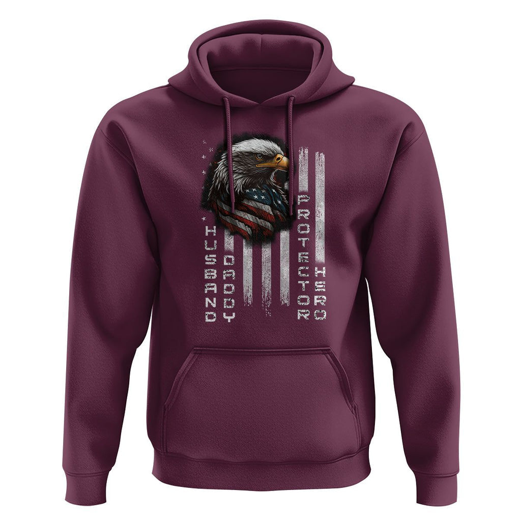 Veteran Dad American Eagle Hoodie Husband Daddy Protector Hero US Flag TS02 Maroon Print Your Wear