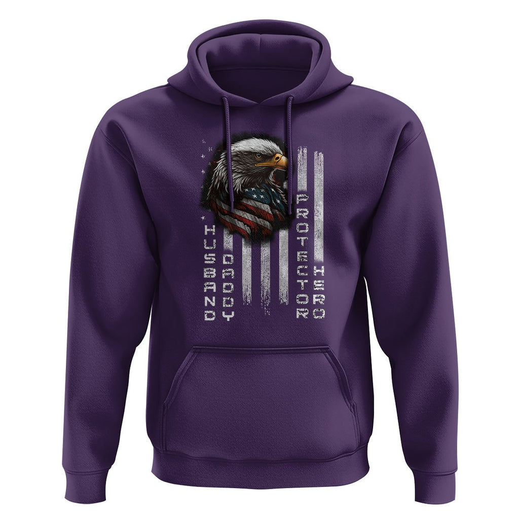 Veteran Dad American Eagle Hoodie Husband Daddy Protector Hero US Flag TS02 Purple Print Your Wear